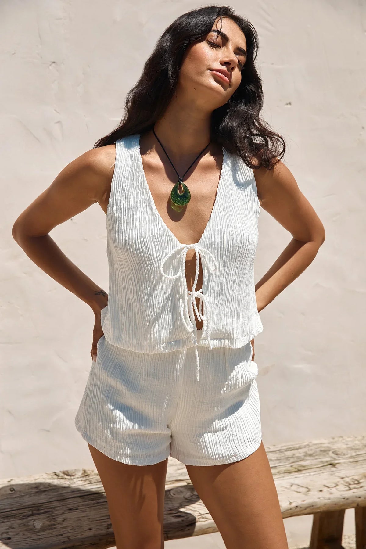 Pearlescent Jewels Shorts White