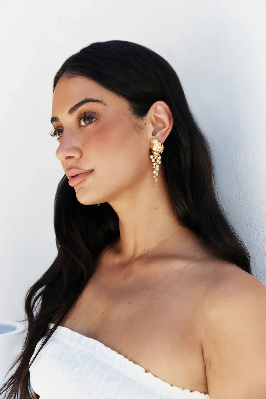 18K Gold Plated Hearing Waves Earrings Gold