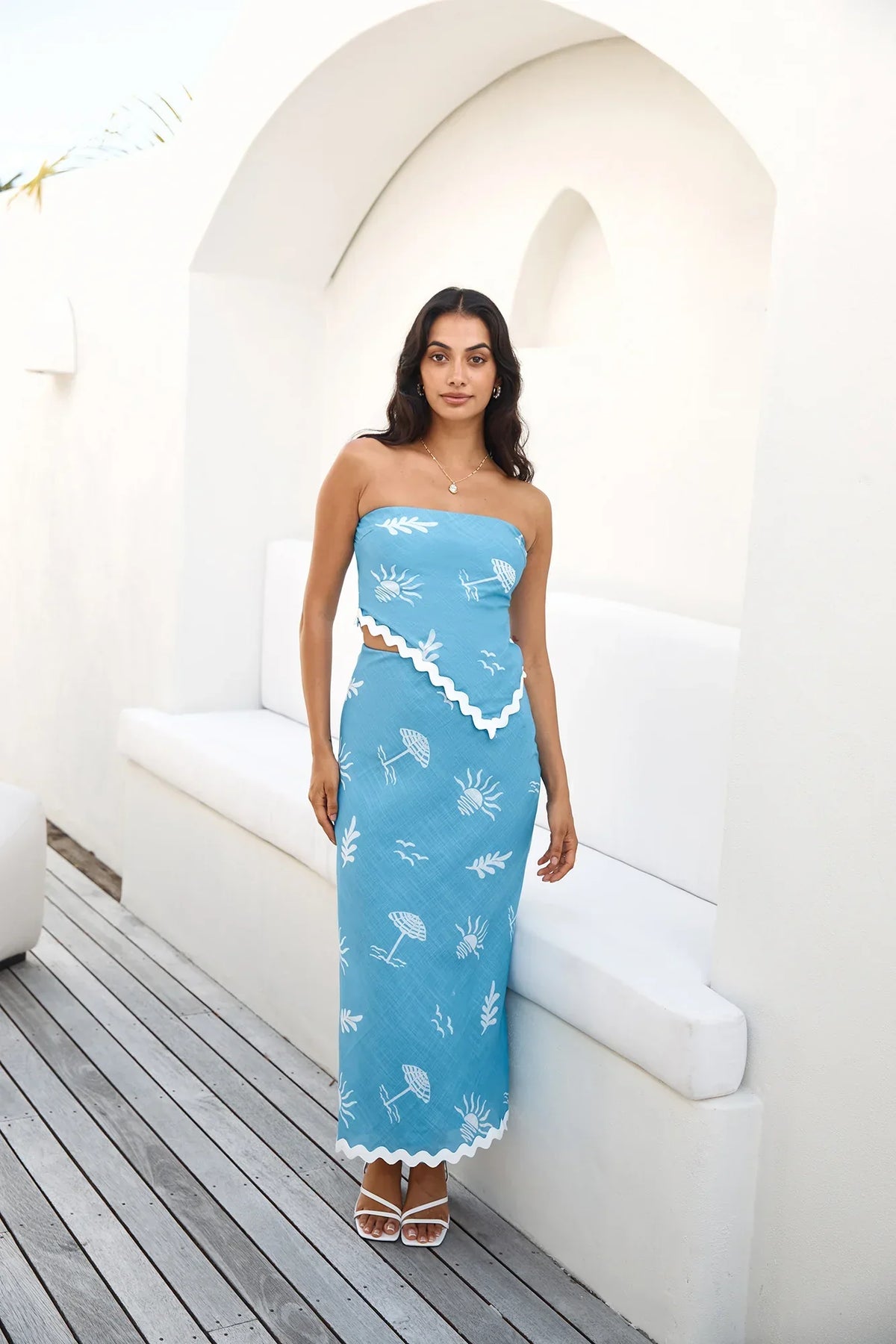 Vacation Away Asymmetrical Top Blue