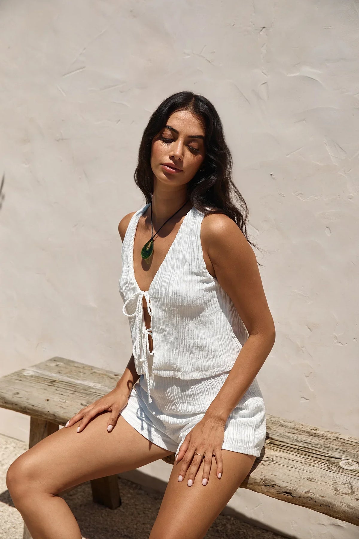 Pearlescent Jewels Crop Top White