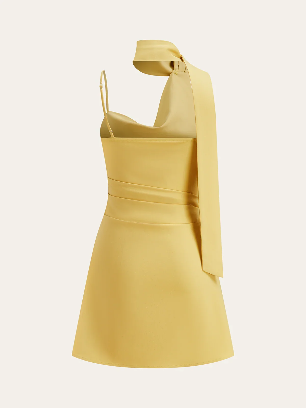 Cowl Neck Mini Dress with Asymmetric Sash Detail