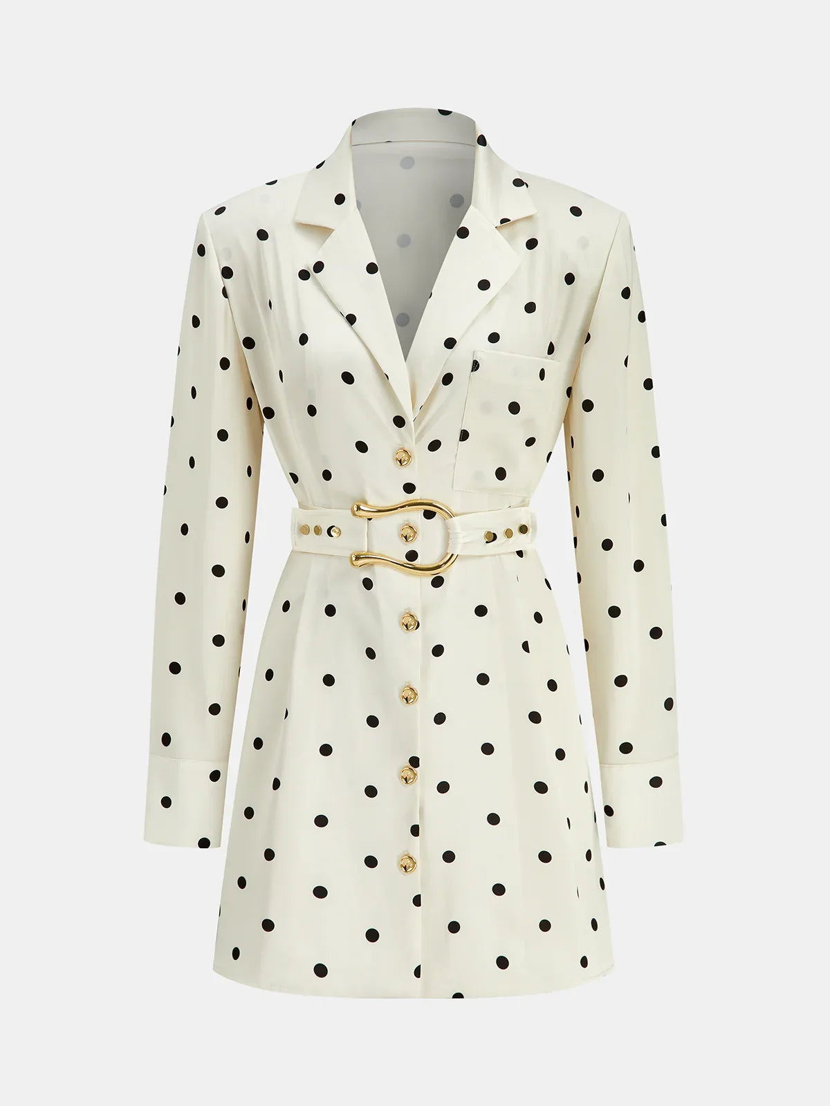 Polka Dot Belted Blazer Dress