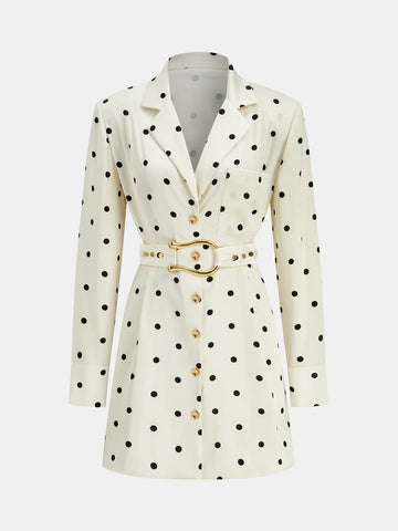 Polka Dot Belted Blazer Dress
