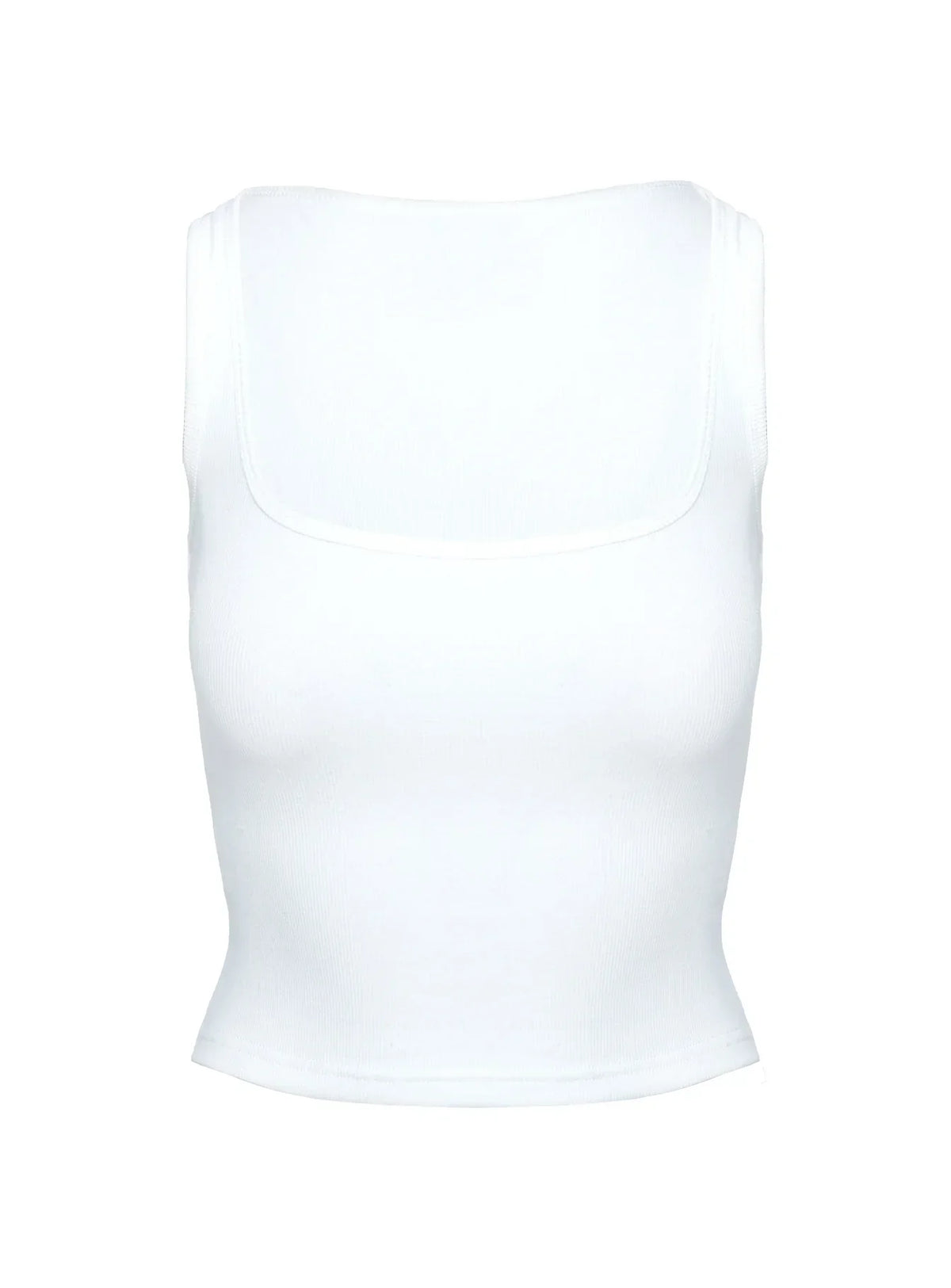Baseline Square Neck Rib Tank Top White
