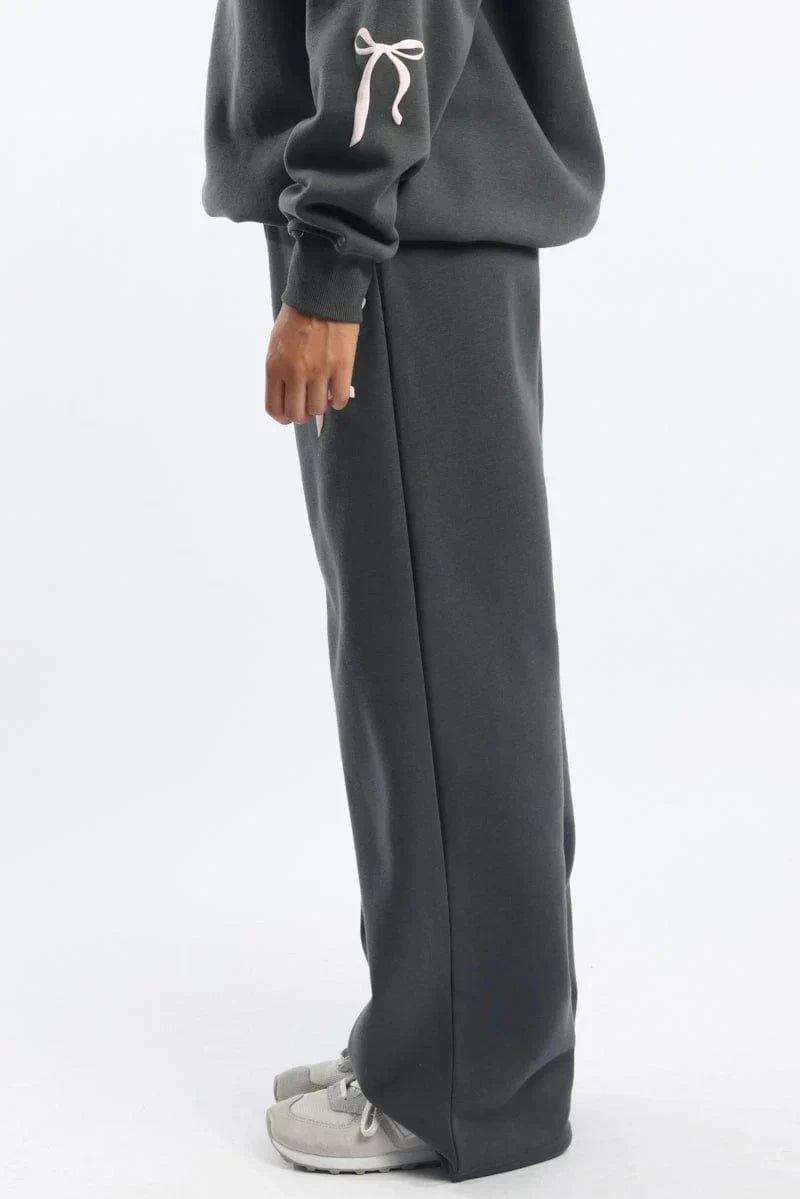 Grey Track Pants Wide Leg