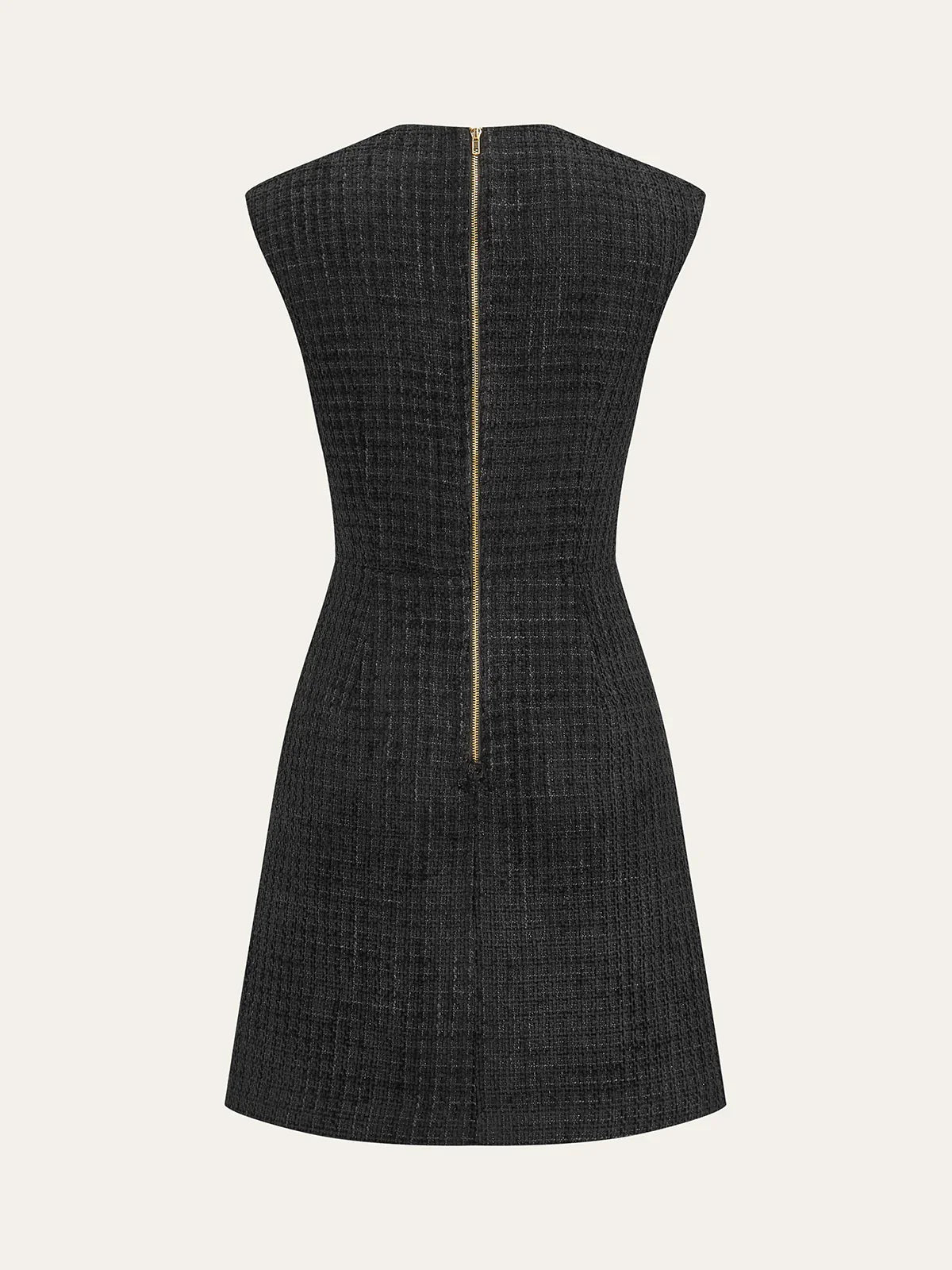 Chain Detail Tweed Sleeveless Mini Dress