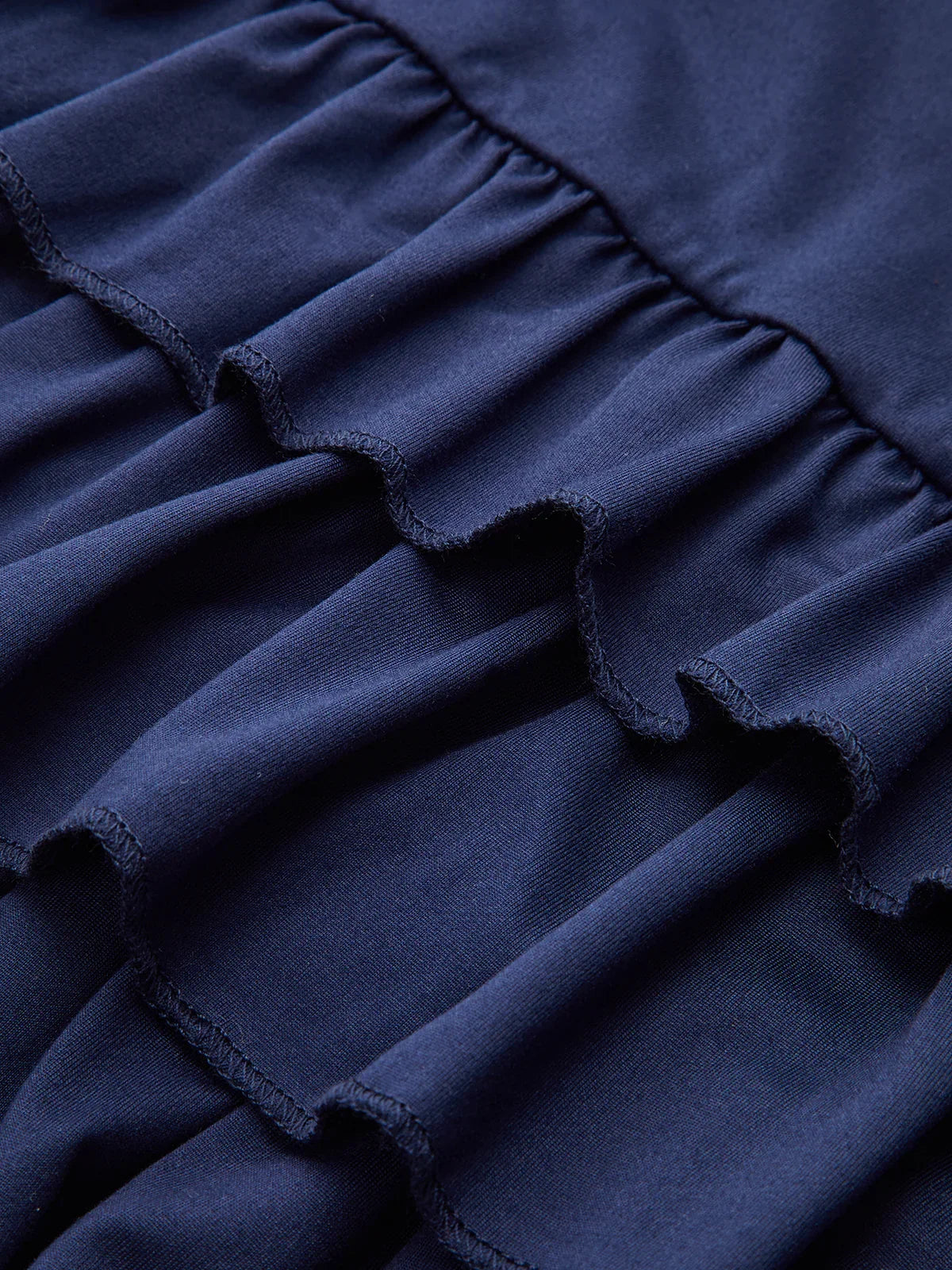 Long Sleeve Ruched Waist Layered Ruffle Dress