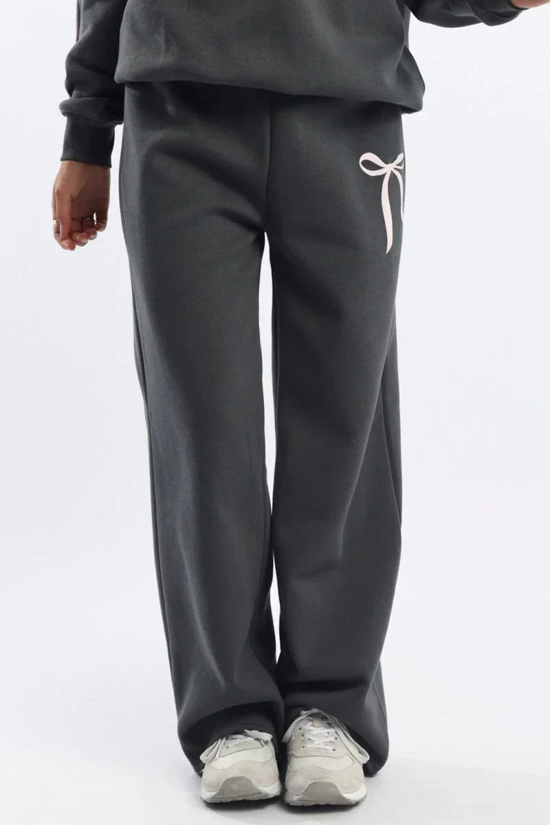 Grey Track Pants Wide Leg