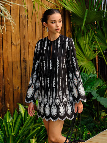 Embroidered Boho A-Line Dress