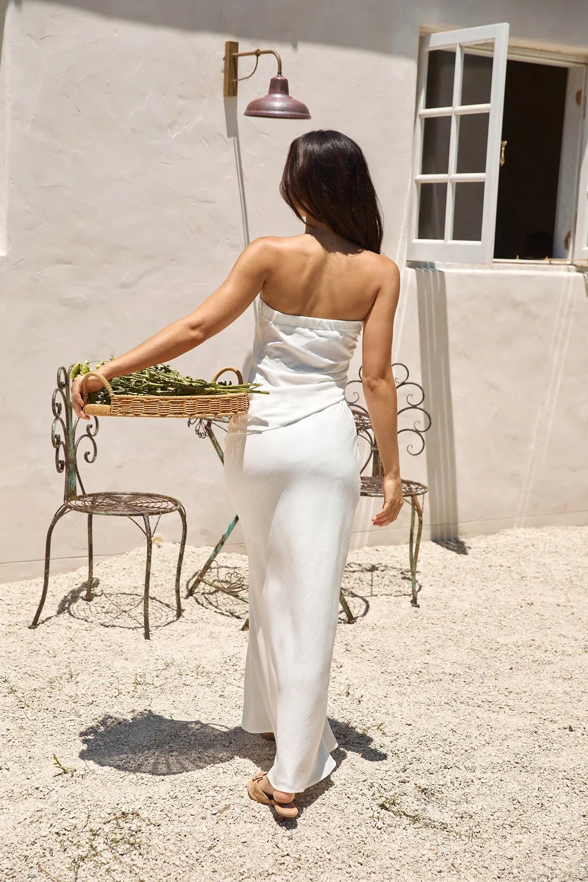 Hidden Oasis Linen Strapless Top White