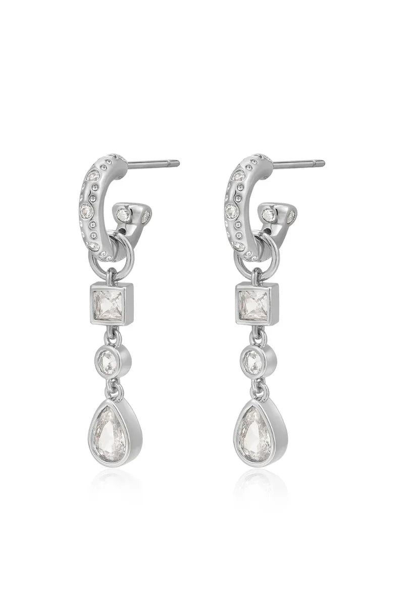 LUV AJ Bezel Stone Charm Huggies