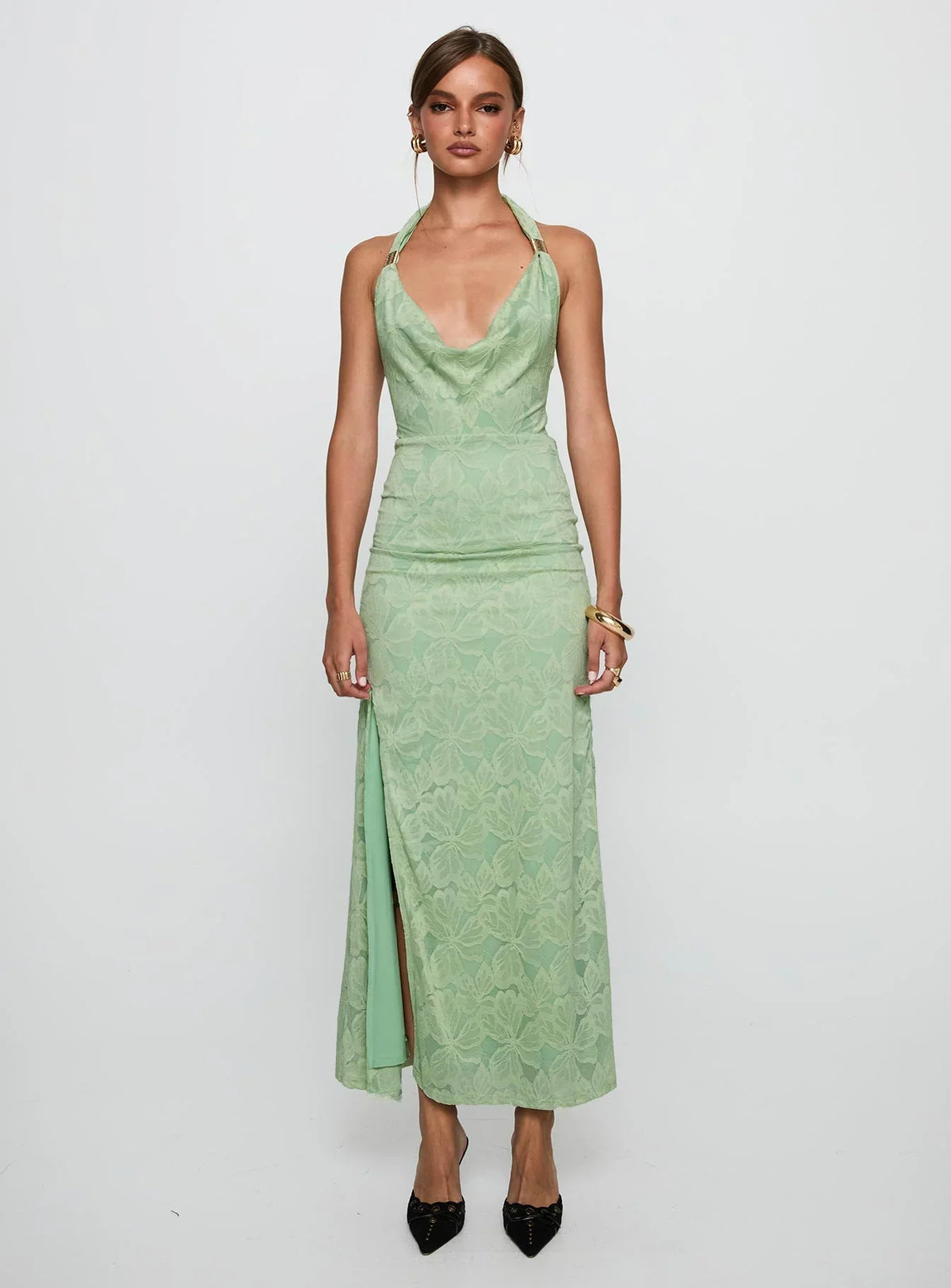 Starfall Halter Maxi Dress Sage