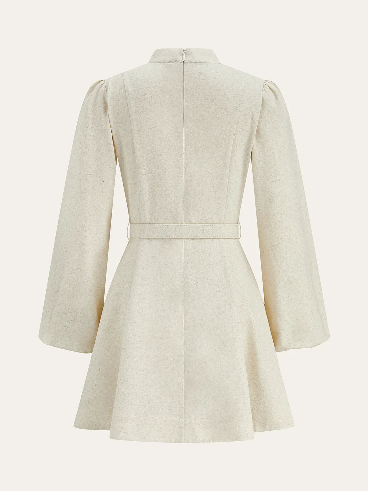 Cotton & Linen Belted Button Mini Dress