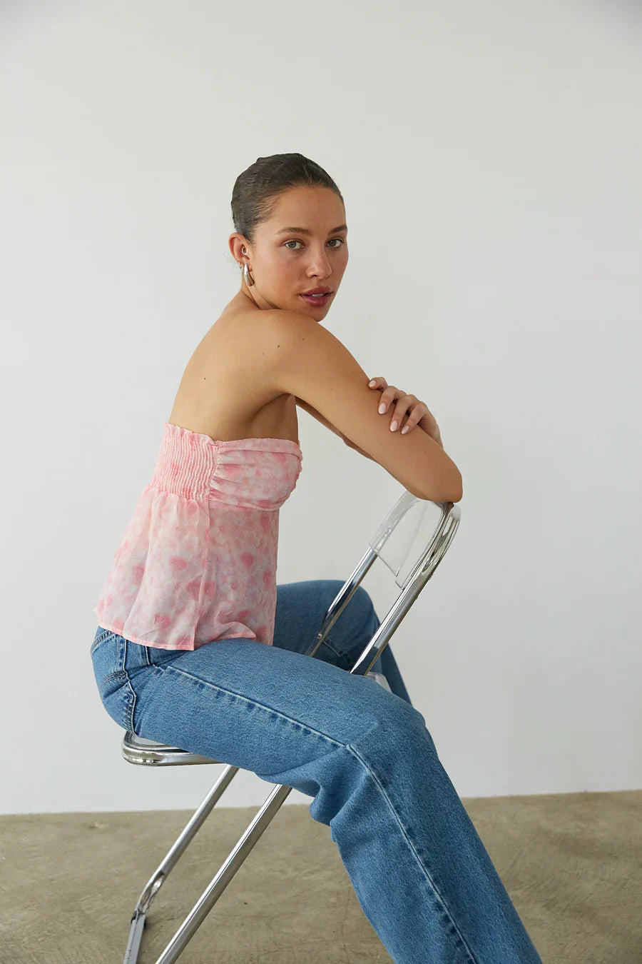 Kalel Floral Chiffon Babydoll Top