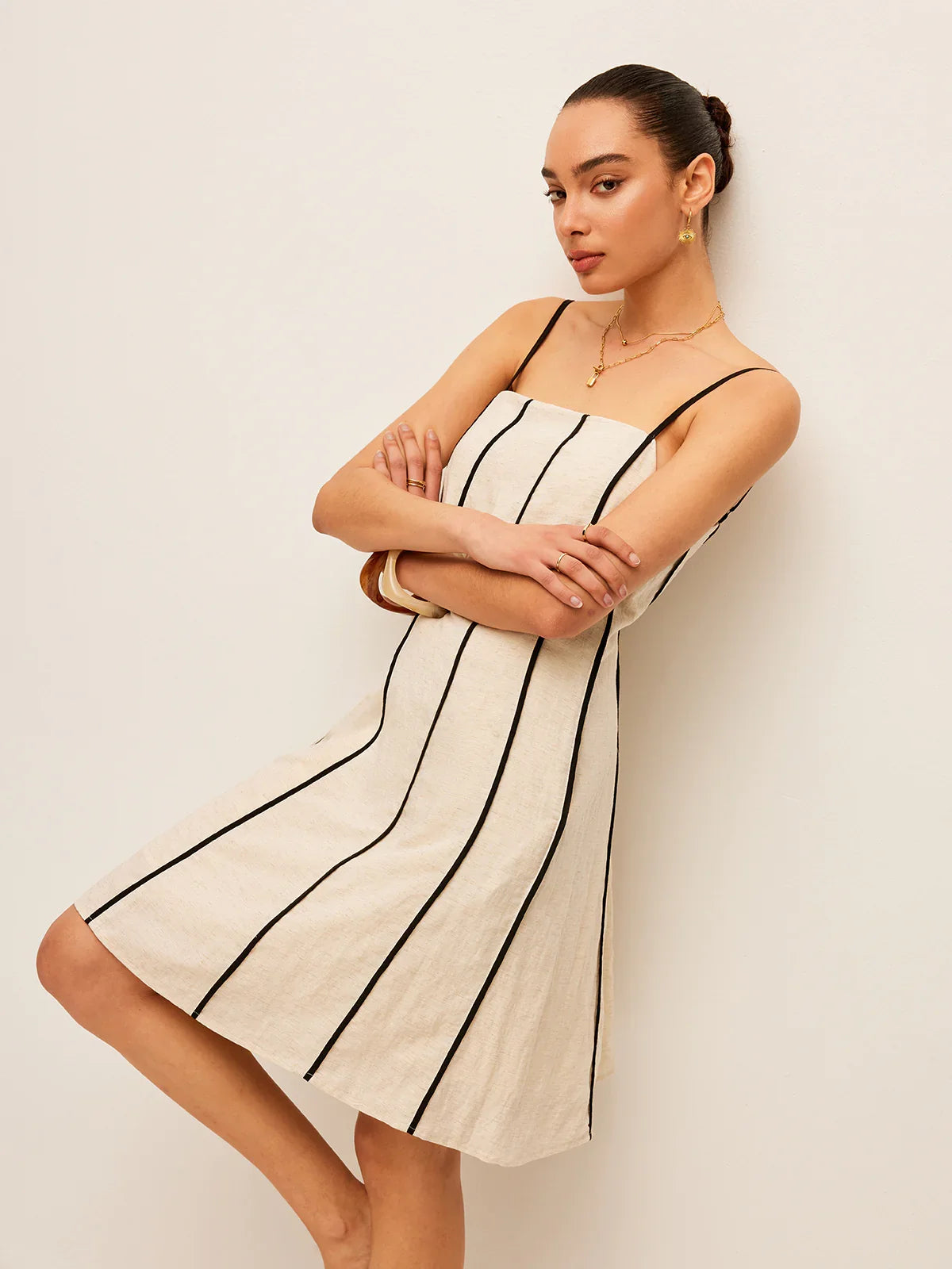 Cotton & Linen Striped Dress