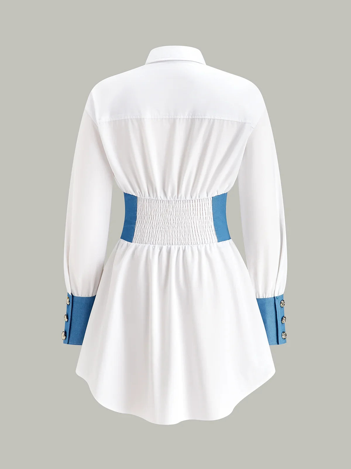 Contrast Panel Button Shirt Dress